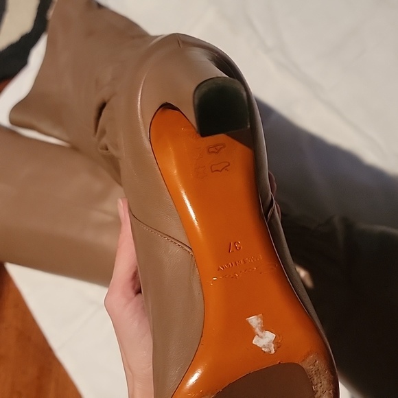 Lamb leather beige tall boots with heels by Santoni size 37 - Picture 5 of 8